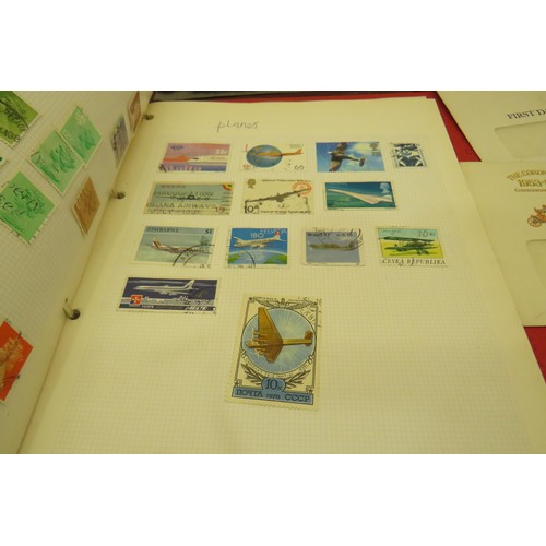 390 - Box of stamps, first day covers and postcards