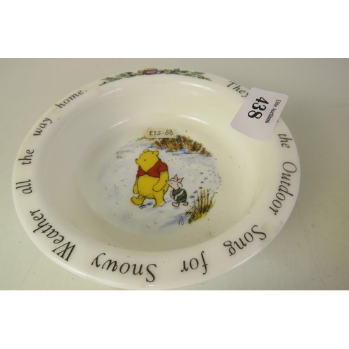 438 - Peter rabbit side plates, winnie the pooh plate and dish, bunnykins dishes and saucer