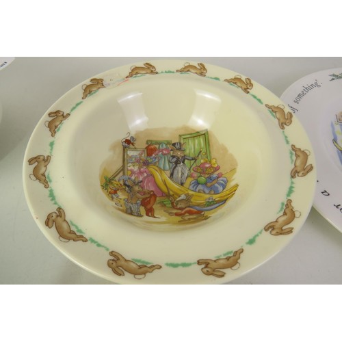 438 - Peter rabbit side plates, winnie the pooh plate and dish, bunnykins dishes and saucer