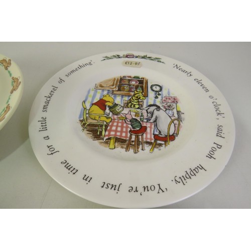 438 - Peter rabbit side plates, winnie the pooh plate and dish, bunnykins dishes and saucer