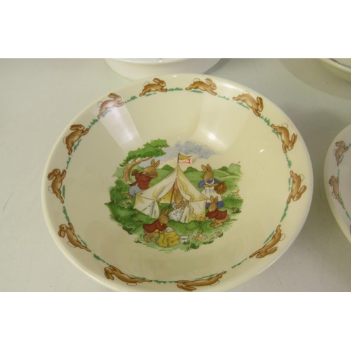 438 - Peter rabbit side plates, winnie the pooh plate and dish, bunnykins dishes and saucer