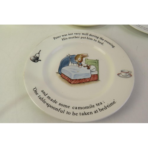 438 - Peter rabbit side plates, winnie the pooh plate and dish, bunnykins dishes and saucer