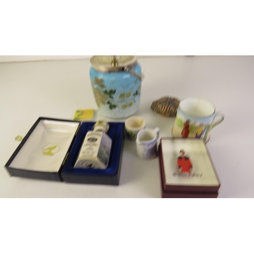 67 - Mixed lot includes Wills Faber glass paperweight, Gordon Highland whisky boxed etc.