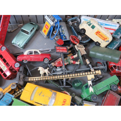 61 - Large aluminium case full of vintage diecast, Matchbox Lesney, street signs etc