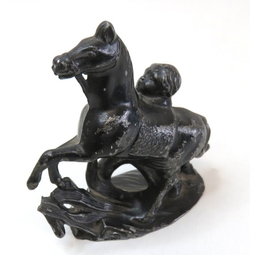 92 - Antique black metal Marly Horse figurine, height 8.5cms.