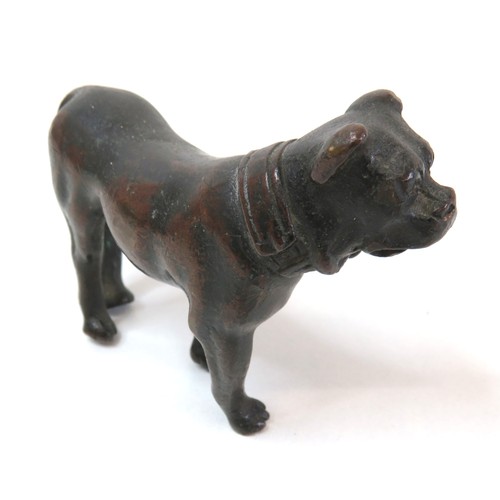 93 - Antique solid bronze bulldog sculpture, length 9cms x height 6.5cms.