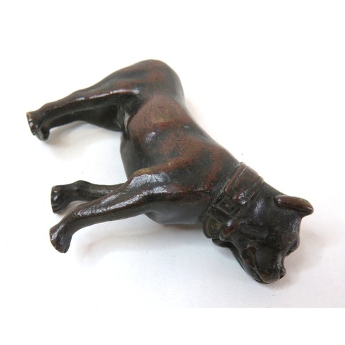 93 - Antique solid bronze bulldog sculpture, length 9cms x height 6.5cms.