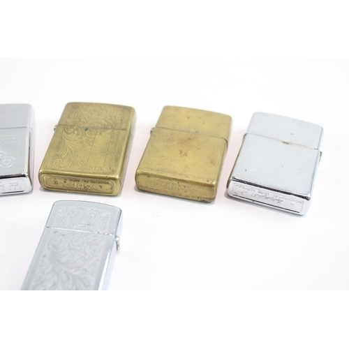 474 - Eight Zippo Pocket Lighters Tobacciana Collectables Inc Volkswagen, Brass Etc