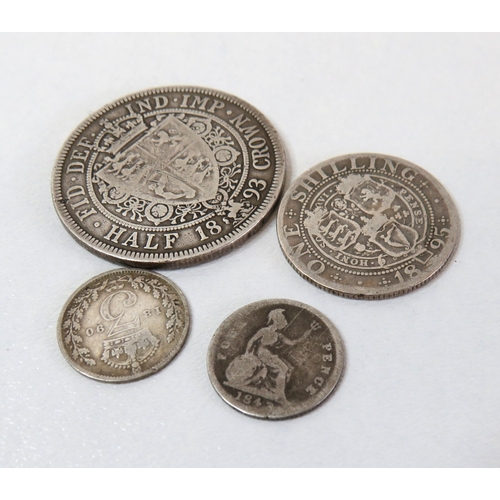 1 - Victorian Silver coins, 1893 Halfcrown, 1895 Shilling and 1847 Groat.