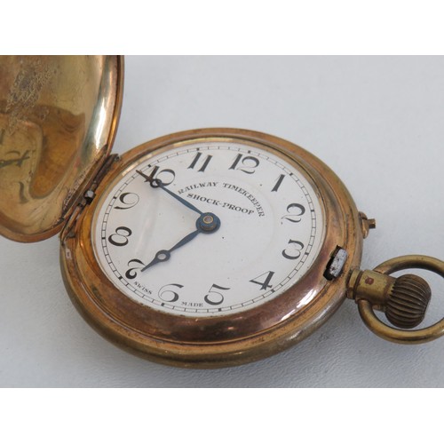 425 - Antique Swiss full hunter railway timekeeper pocket watch