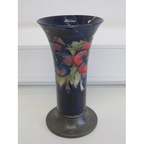 431 - Antique Moorcroft Liberty Tudric pewter vase - damage repair.