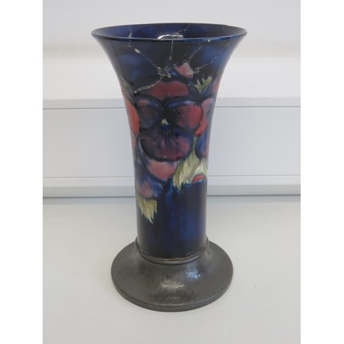 431 - Antique Moorcroft Liberty Tudric pewter vase - damage repair.