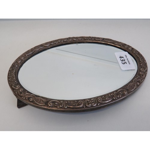 435 - Large sterling silver mounted mirror with mask decoration