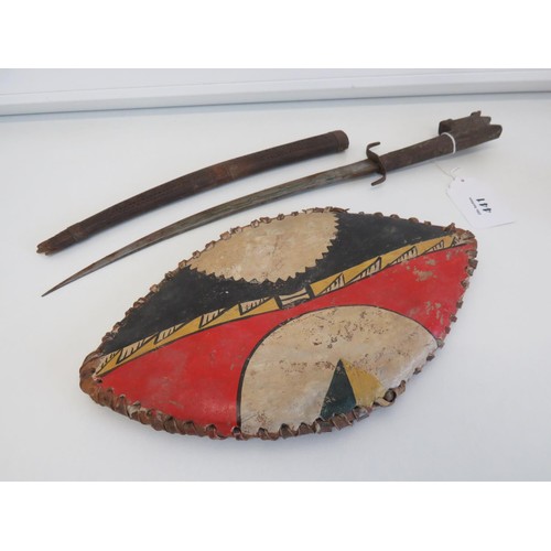 441 - African tribal knife and shield