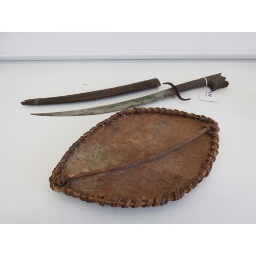 441 - African tribal knife and shield