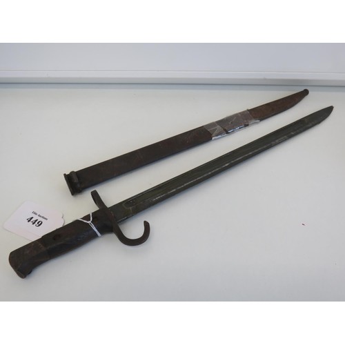 449 - WW2 Japanese Nagoya Arsenal Arisaka Bayonet with steel Scabbard, pumpkin mark.