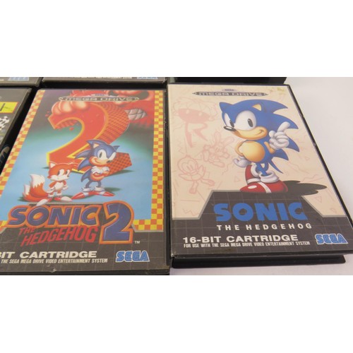 4 - Twelve Sega Mega Drive Games including Sonic 1 & 2, Ferrari, Bubsy, Shinobi, Worm Jam, Snooker, Robo... 