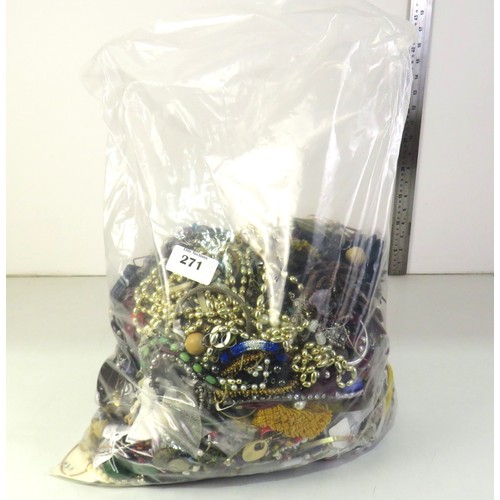 271 - 10kg bag of unsorted costume Jewellery.