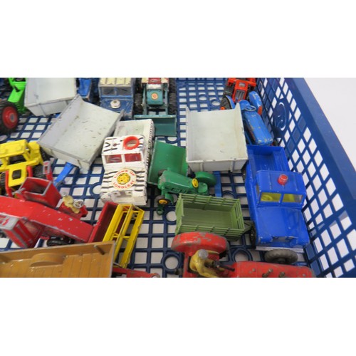 268 - Vintage playworn diecast tractors, trailers, farm machinery etc.