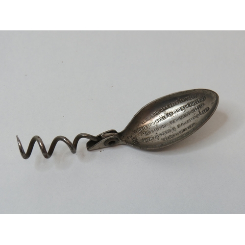 26 - 19th Century combined medicine spoon and cork screw- folding