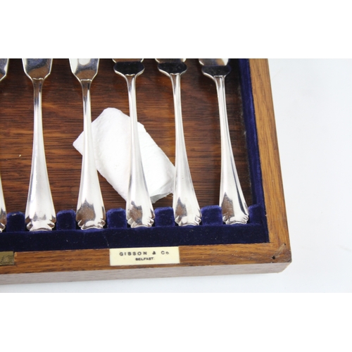 485 - Vintage Silver Plate Cutlery Set Fish Dining 12 Piece Set Wooden Canteen 1784g