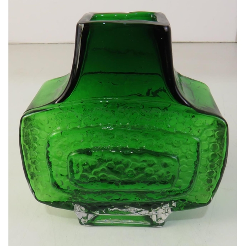 165 - Large green glass vase in the style of Whitefriars