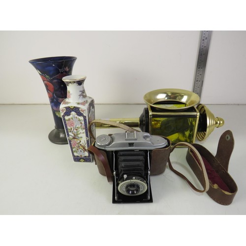 403 - Misc to include Brass carriage lamp, Liberty Tudor Moorcroft vase (AF).