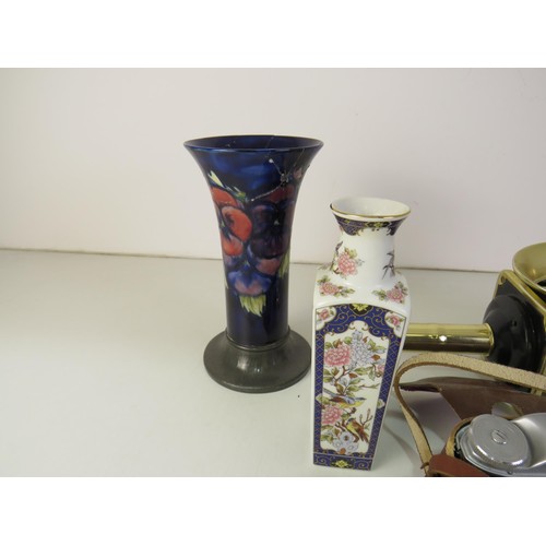 403 - Misc to include Brass carriage lamp, Liberty Tudor Moorcroft vase (AF).