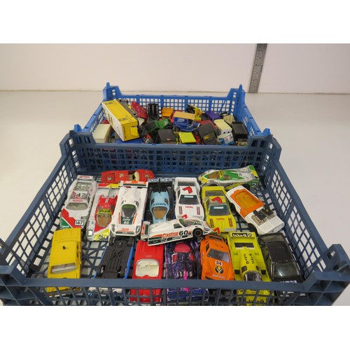 404 - Two trays of diecast includes vintage Matchbox and Corgi.