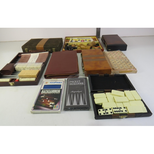 400 - Eight vintage backgammon and other sets including 1970's and extra pieces