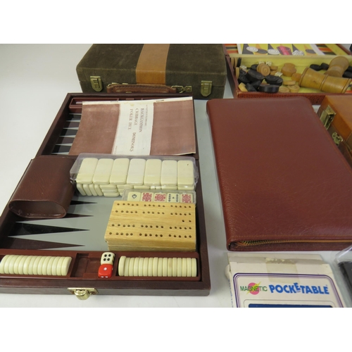 400 - Eight vintage backgammon and other sets including 1970's and extra pieces