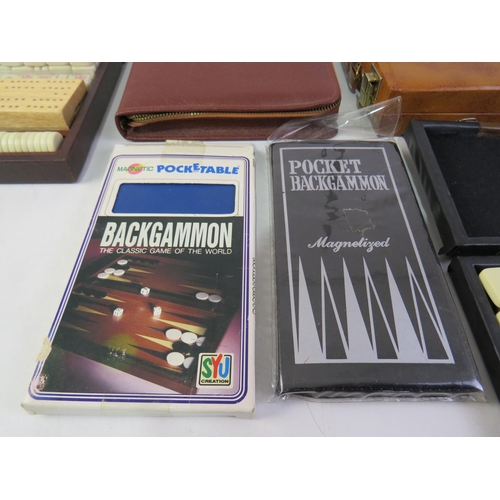 400 - Eight vintage backgammon and other sets including 1970's and extra pieces