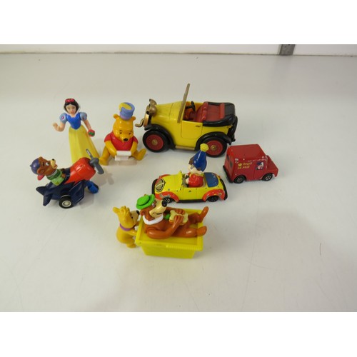 159 - Seven assorted cars and figures from the 80's and 90's including Noddy car