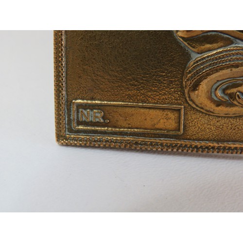 61 - A rare 1970's Gucci brass belt buckle with erotic Pirelli motoring design by Salvador Dali on leathe... 