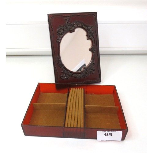 65 - Art Deco Bakelite Jewellery box with standing mirror lid.