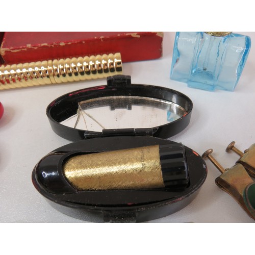 67 - Collection of vintage/antique ladies vanity items to include Max Factor lipstick compact, Art Deco p... 