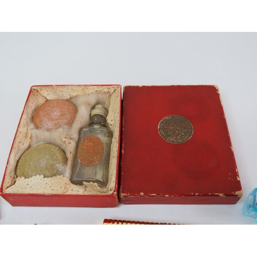 67 - Collection of vintage/antique ladies vanity items to include Max Factor lipstick compact, Art Deco p... 