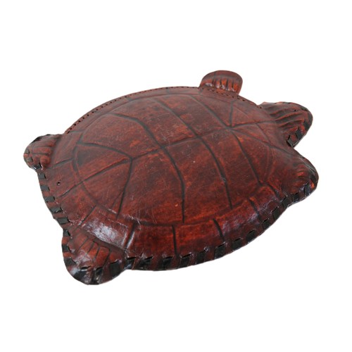 72 - A vintage hand made stitched leather turtle coin purse.