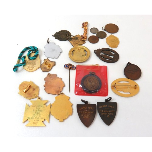 84 - Collection antique & vintage assorted badges and fobs includes vintage, Masonic, National Rifle asso... 