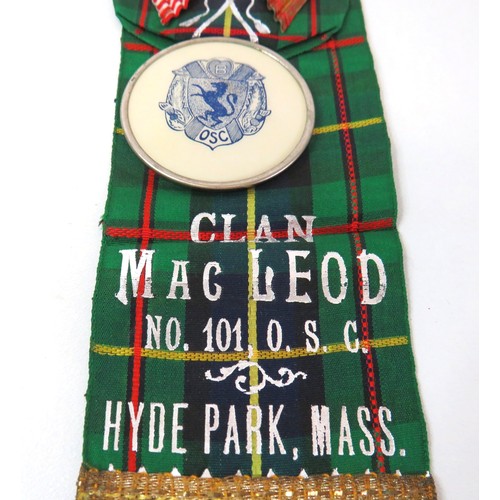 87 - Order of Scottish Clans Fraternal ribbon badge for Clan Mac Leod No 101 O.S.C, Hyde Park Massachuset... 