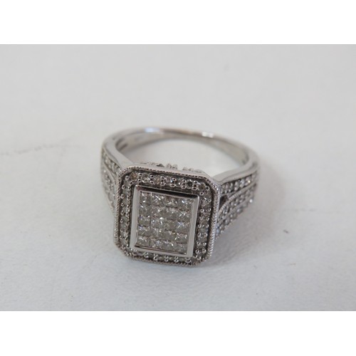 23 - 375 White gold 1ct diamond ring - size P, weight 7g