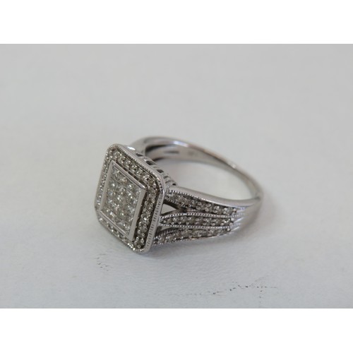 23 - 375 White gold 1ct diamond ring - size P, weight 7g