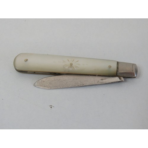 102 - Silver and mother of pearl fruit knife