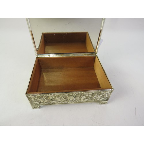 256 - Agate topped white metal trinket box