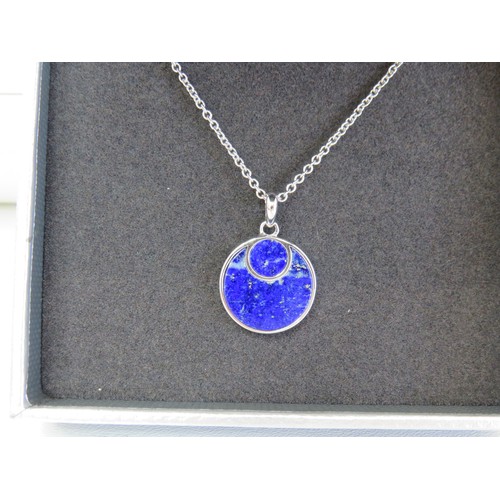 207 - Unique & Co boxed 925 silver Lapis Lazuli necklace - as new.