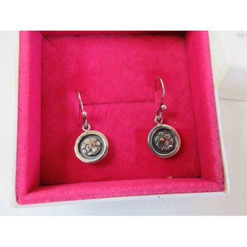 215 - Two pairs of Linda Macdonald 925 silver & gold drop earrings boxed as new.