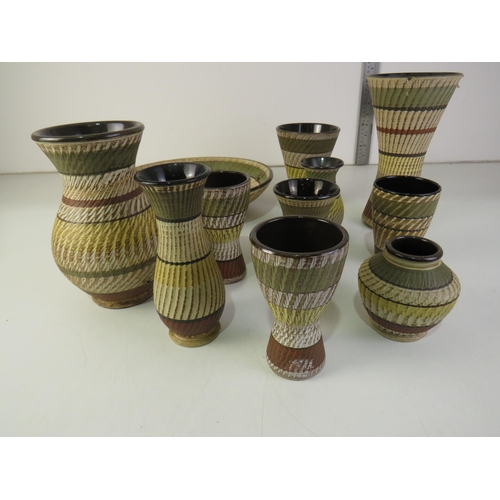 316 - 11 Retro German Pottery Vases