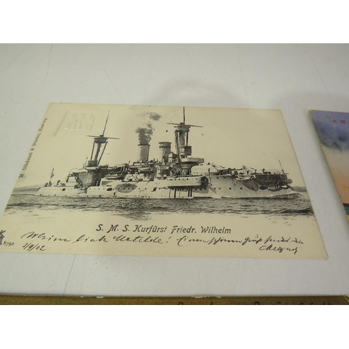 155 - Five WWI German battleship postcards