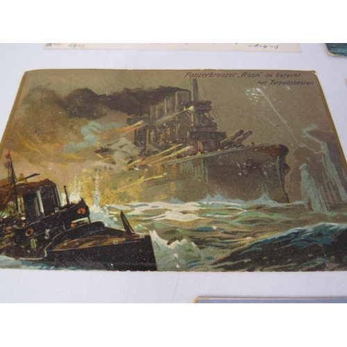 155 - Five WWI German battleship postcards