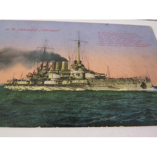 155 - Five WWI German battleship postcards